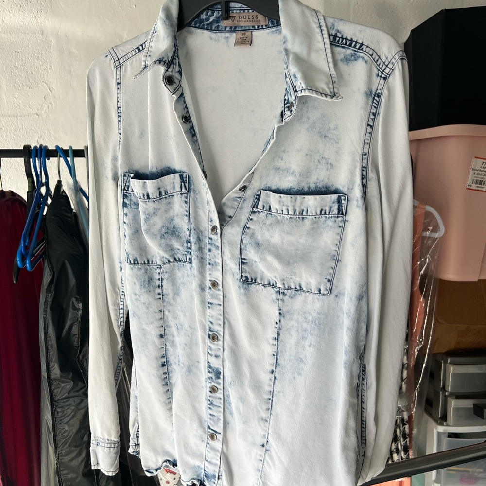 Guess Light Blue Acid Wash Shirt
